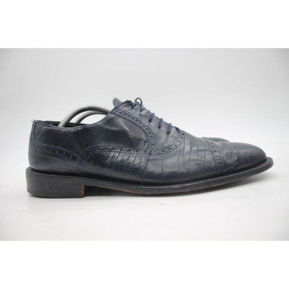 Forli Genuine Teju Navy Lizard Leather Men's Size 10 - Picture 4 of 12
